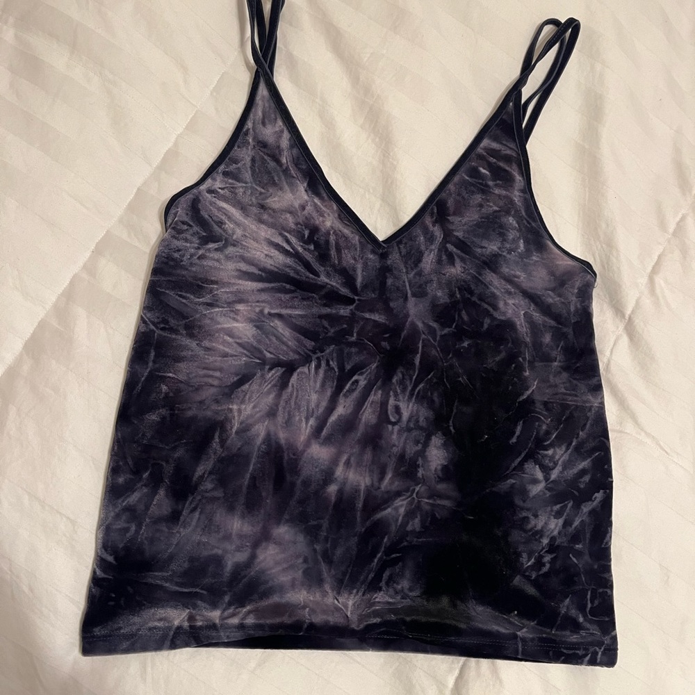 Blue Tie Dye Velvet Top - Picture 3 of 4